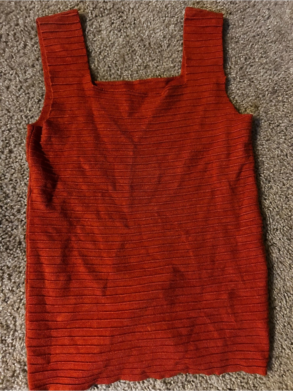 Classic Ribbed Square-Neck Tank Top - Red